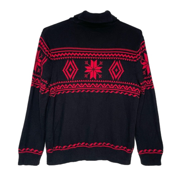Polo Ralph Lauren Black Red Snowflake Knit Sweater - Picture 2 of 6